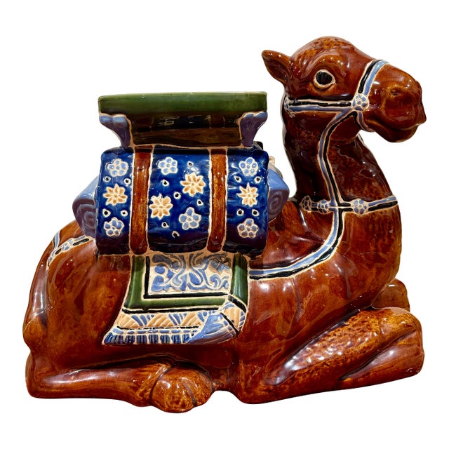 Vintage Chinoiserie Ceramic Camel Garden Stool For Sale