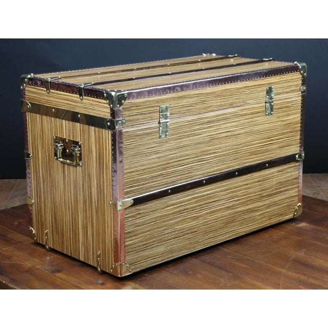 Steamer Trunk in Zebrano Wood, Copper & Solid Brass, 1980s For Sale - Image 9 of 13