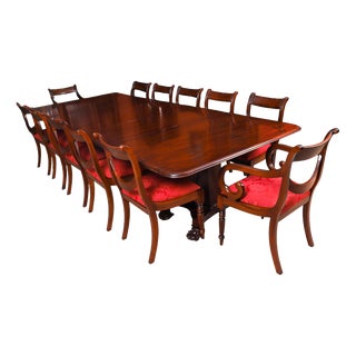 Antique 20th Century George IV Regency Dining Table & Chairs, Set of 13 For Sale