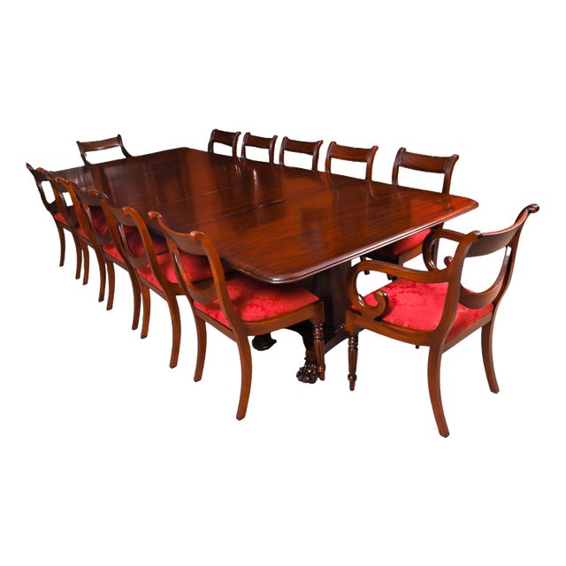 Antique 20th Century George IV Regency Dining Table & Chairs, Set of 13 For Sale