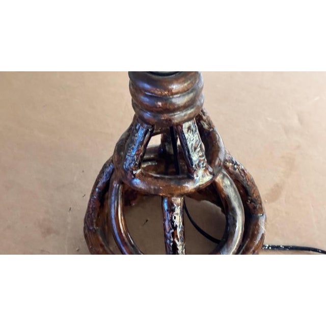 French Sculptural Terracotta Earthenware Table Lamp, 1960s For Sale - Image 11 of 13