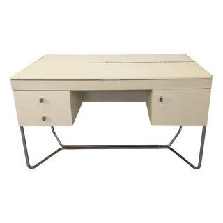 Vintage Bauhaus Style Desk in Melamine and Chromed Metal, 1970s For Sale