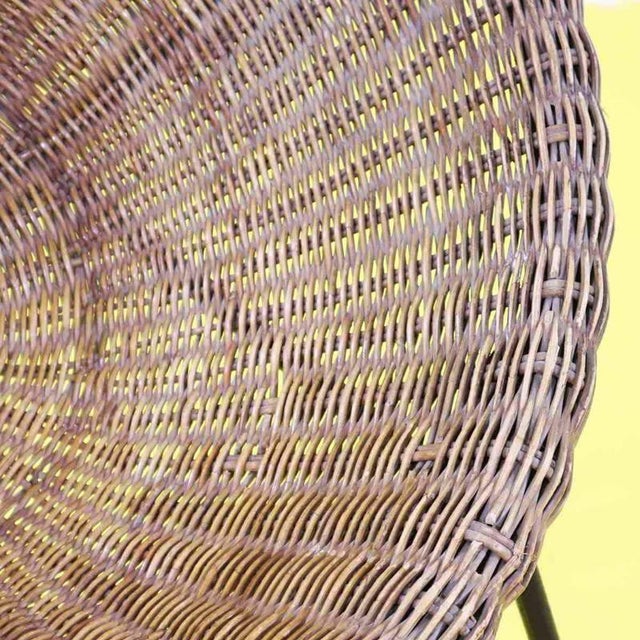 Rounded Wicker and Metal Lounge Chair For Sale - Image 3 of 10