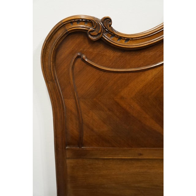 Vintage Antique Bookmatched Walnut French Provincial Louis XVI Rococo Full Size Bed For Sale - Image 9 of 12