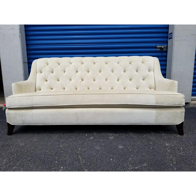 Kravet Ivory Upholstered Tufted Back Medley Sofa With Slope Arms and Saber Legs Chairish