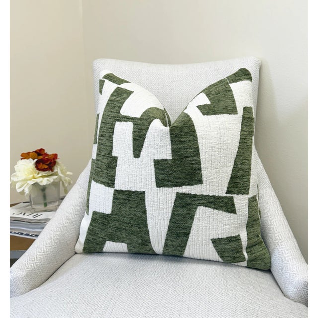 This matcha and cream pillow cover brings a fresh, organic feel to your space. Featuring a soft green pattern set against...