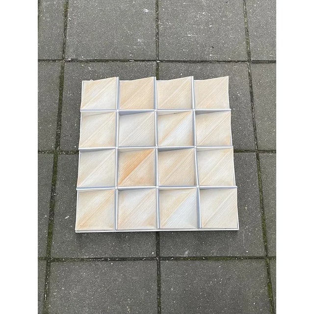 Tri-dimensional Wall Sculpture called Trapez or Trapezoid. Made in 1986 by the Danish/German ceramist Richard Manz...