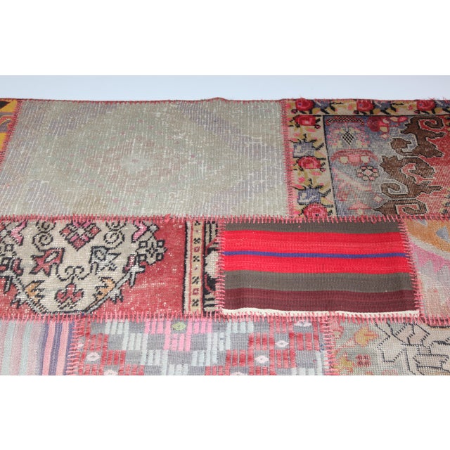 Art Deco Vintage Kilim Patchwork Rug – Colorful Statement Piece for Modern Homes -6' 7'' X 9' 10'' For Sale - Image 3 of 8