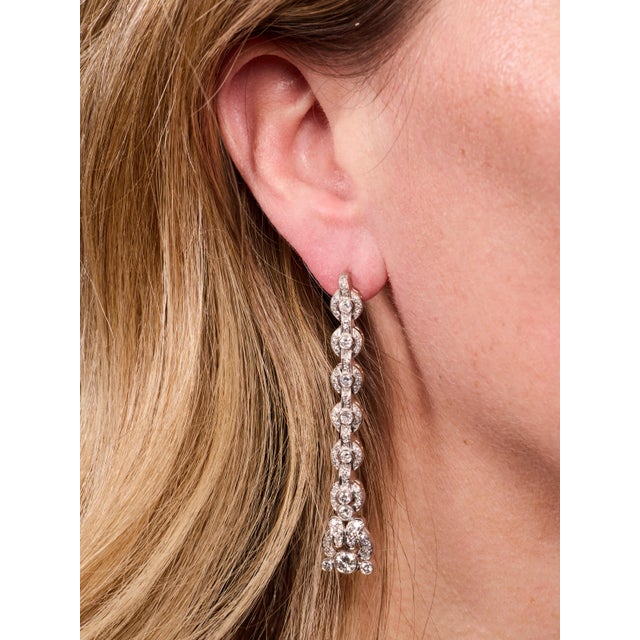 The Santa Rosa: Outstanding Antique Platinum Diamond Dangler Earrings, 2 Pieces For Sale - Image 9 of 10
