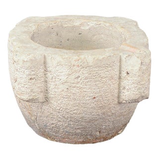Round Stone Mortar Bowl, 19th Century For Sale