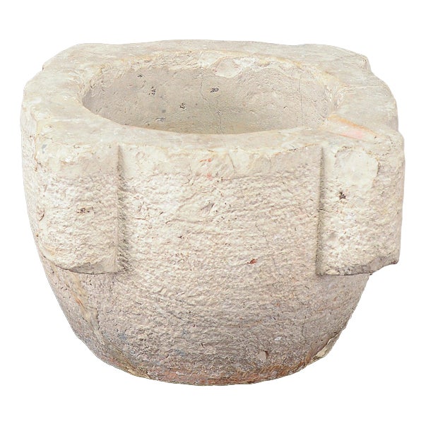 Round Stone Mortar Bowl, 19th Century For Sale