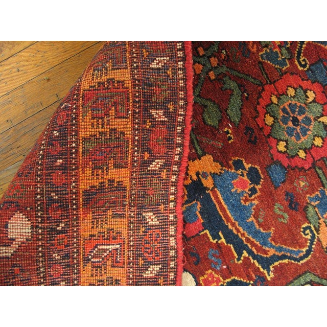 Traditional Wonderful Red and Blue Color With Rhombus Design Antique Bijar Rug For Sale - Image 3 of 6