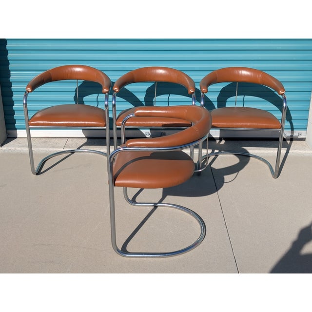 Thonet Mid Century Cantilevered Ss33 Dining Armchairs attributed to Anton Lorenz for Thonet, C1970s For Sale - Image 4 of 17