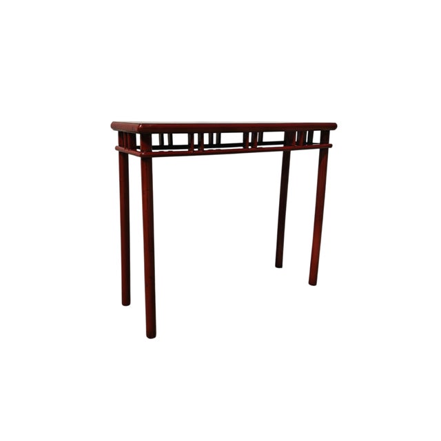 Chinese Red Lacquer 38" Long Console Table For Sale - Image 3 of 3