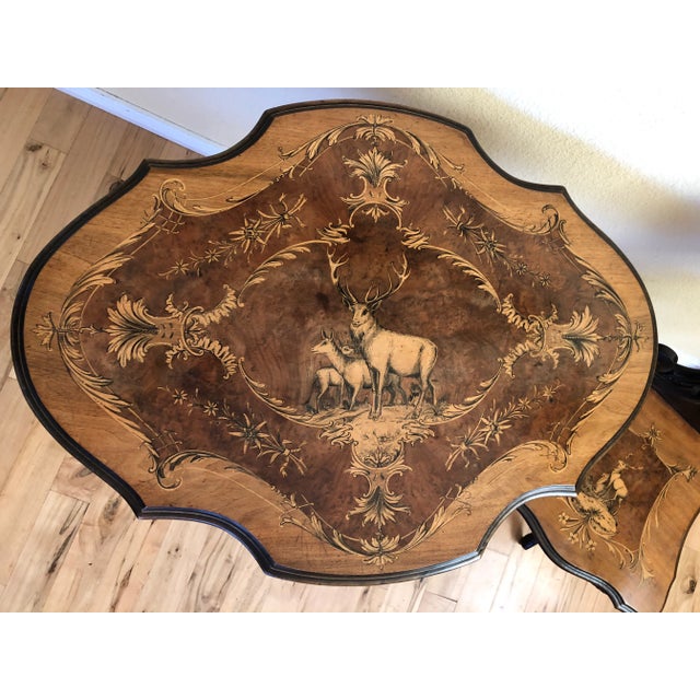 Early 19th Century Antique Swiss Black Forest Marquetry Tilt Top Table and Matching Chair Set For Sale - Image 12 of 12