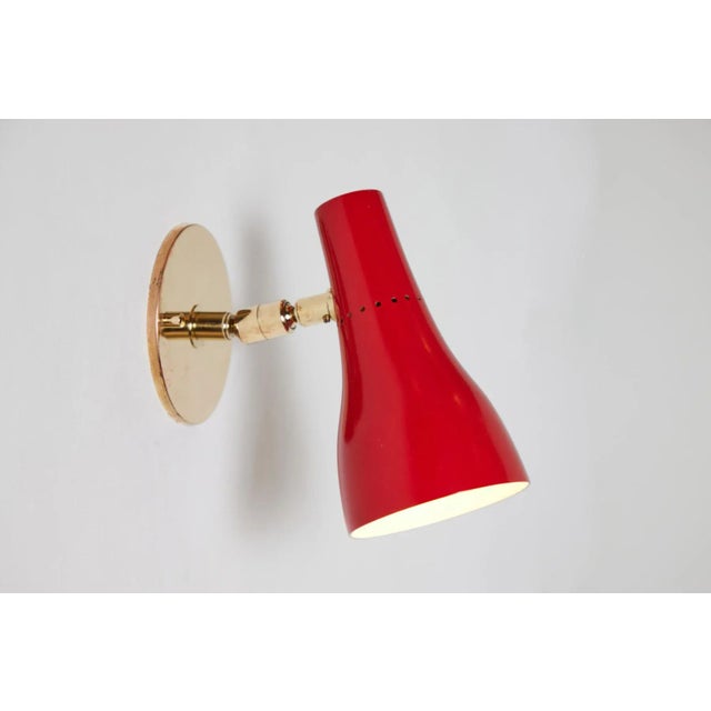 1950s Giuseppe Ostuni Perforated Red Wall Lamps for O-Luce - a Pair For Sale In Los Angeles - Image 6 of 13