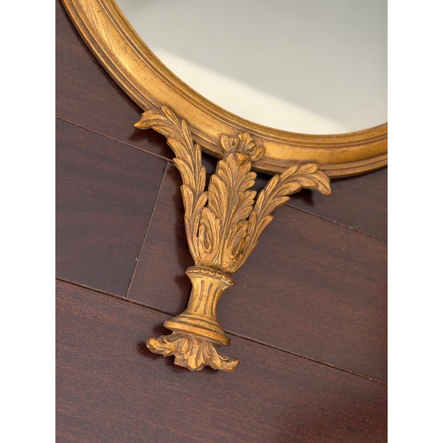 Antique French Louis XVI Style Giltwood Oval Mirror — Urn Crest, Swag Garland, Gold Leaf Gesso Frame, c.1900 For Sale - Image 12 of 12
