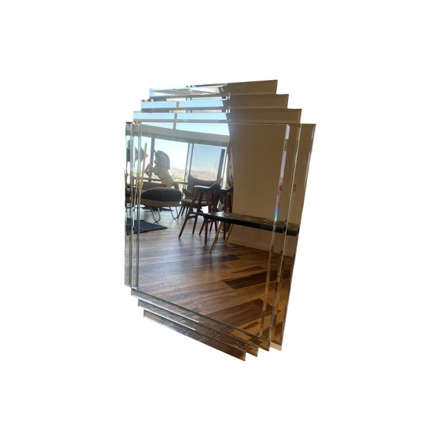 We have for your consideration a very gorgeous large skyscraper wall mirror. Mirror is dated from 1970s - 1980s. Wall...