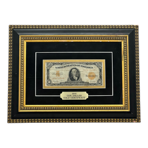 Authentic Beautifully Museum Framed 1922 United States Currency $10 Dollar Bill - Gold Certificate
