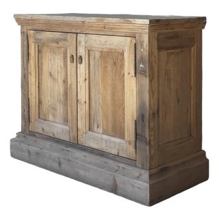 Antique Rustic European Distressed Wood Cabinet For Sale