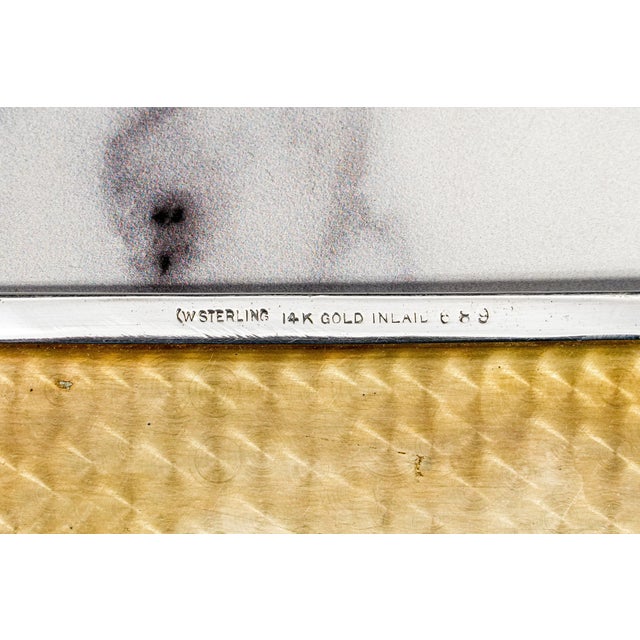 Stunning Art Deco Antique 14k Gold Inlay Sterling Silver Cigarette Card Case For Sale - Image 9 of 15