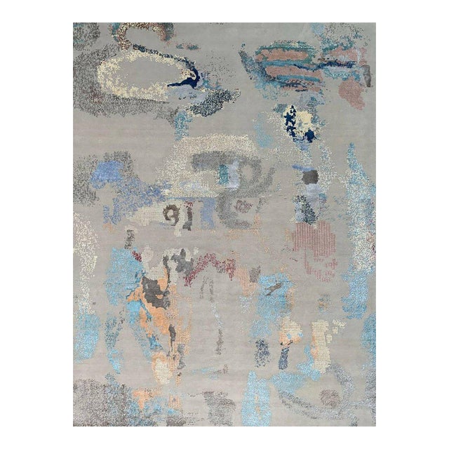 Handwoven Modern Abstract Area Rug 9x12 For Sale