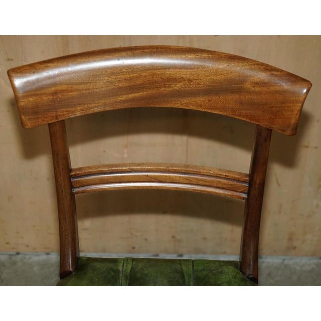 Four Fine Antique Victorian Green Leather Hardwood Chesterfield Dining Chairs 4, 1880, Set of 4 For Sale - Image 15 of 18