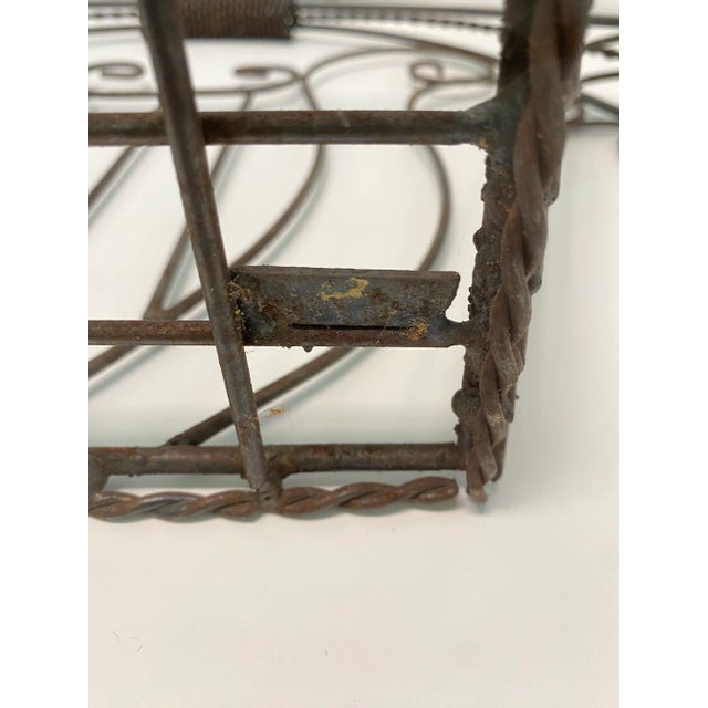 1950s Victorian Style Iron Wire Basket Planter – Decorative Wall Hanging Cachepot For Sale In Louisville - Image 6 of 9
