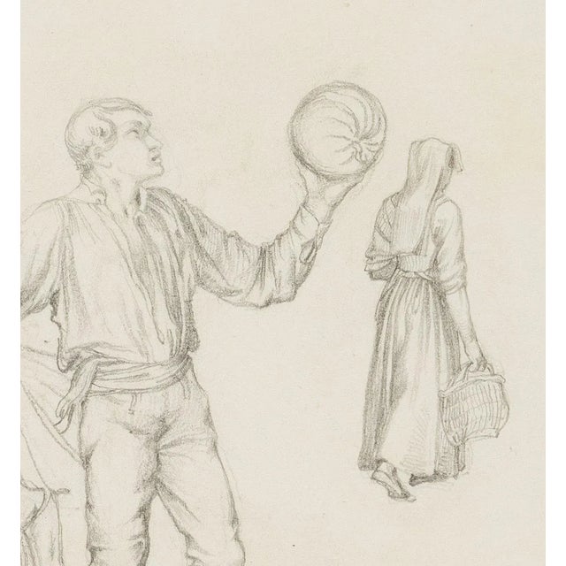 M. Neher, Melon Seller, 1830, Pencil For Sale - Image 4 of 5