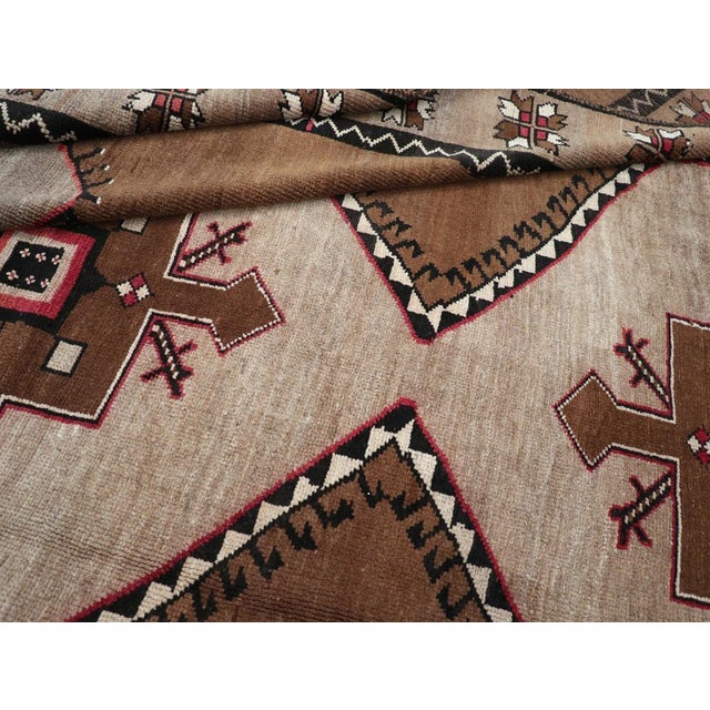 Brown Galerie Shabab Collection Mid-20th Century Handmade Turkish Anatolian Tribal Room Size Carpet For Sale - Image 8 of 8