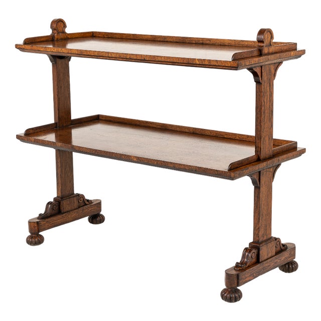 19th Century English Regency Oak Dumb Waiter For Sale