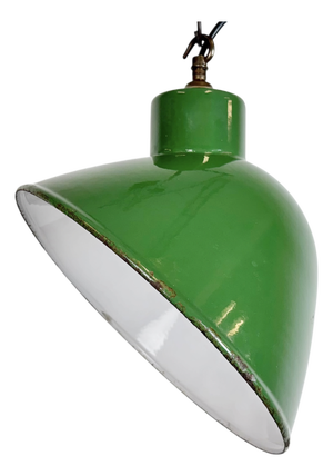 Industrial Green Enamel Factory Pendant Lamp, 1960s