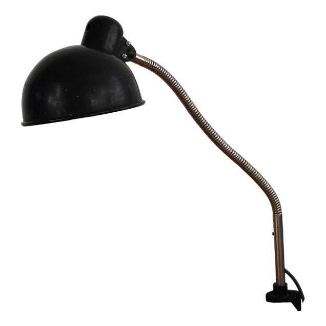 Vintage Desk Clamping Lamp with Swan Neck attributed to Christian Dell for Emperor Idell. Germany 1930 For Sale