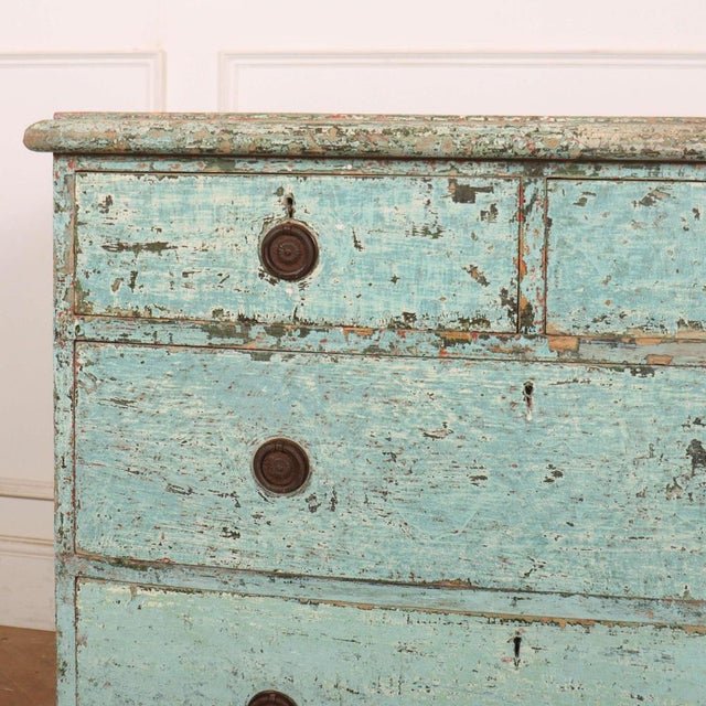 Wonderful 19th C English original painted chest of drawers. Wonderful paint finish. 1820 This piece is designed in the...