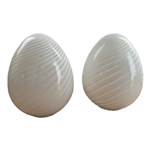 1970s Murano Style Glass Egg Table Lamps - a Pair