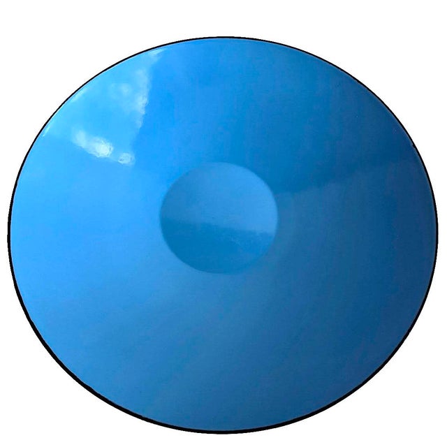 Sky Blue Vintage Large Blue Enamel on Steel Bowl in the Style of Krenit For Sale - Image 8 of 13