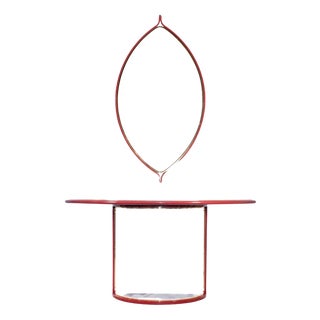 Vintage Console Table with Wall Mirror by Tommaso Barbi, Italy, 1970s, Set of 2 For Sale