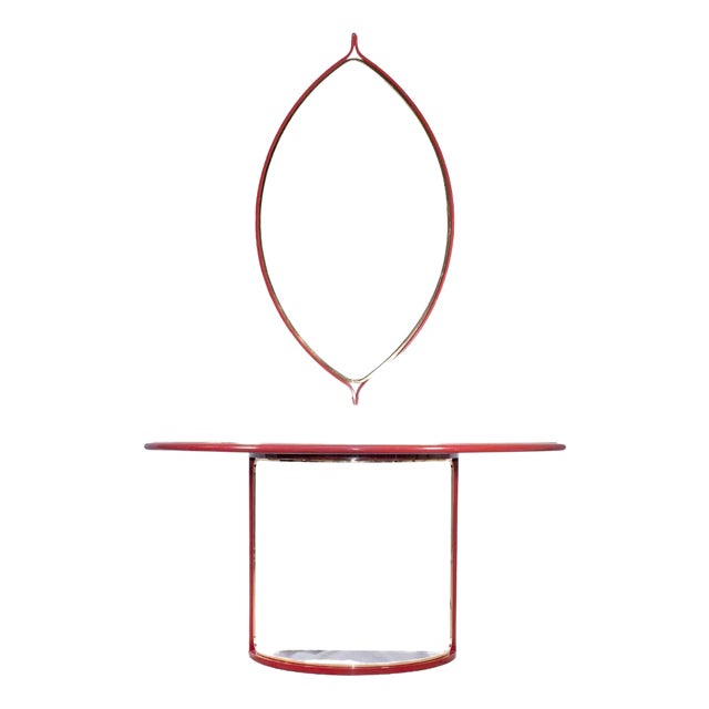 Vintage Console Table with Wall Mirror by Tommaso Barbi, Italy, 1970s, Set of 2 For Sale