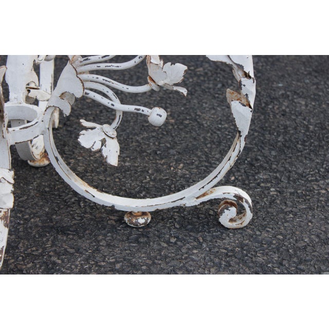 Antique White Vintage Italian Style Painted Wrought Iron Garden Plant Stand or Table Base For Sale - Image 8 of 16