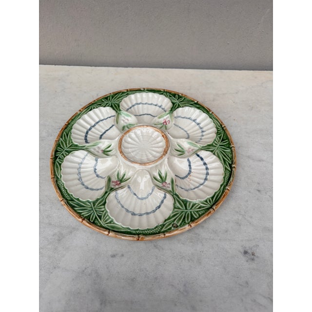 French Majolica Oyster Plate Salins, Circa 1890.
