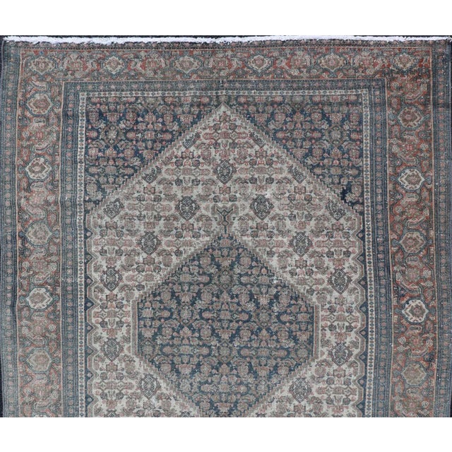 Antique Persian Fine Senneh Rug With Medallion and Tribal Geometric Design 4'7 X 6'5 For Sale - Image 10 of 14