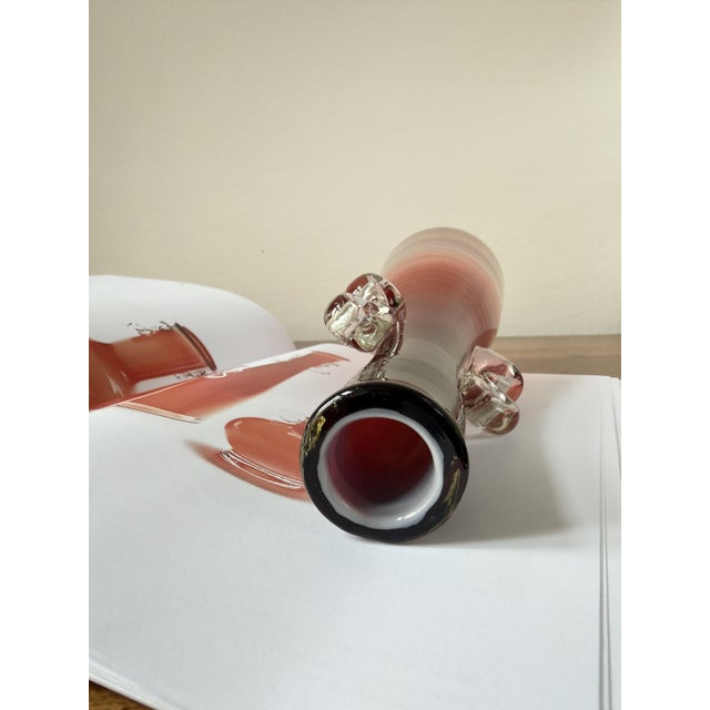 Mid-Century Modern Ruby Red Bottle Vase with Applied Clear Glass Wings by Jerzy Słuczan-Orkusz for Huta Szkła Tarnowiec, Poland, 1970s For Sale - Image 3 of 14