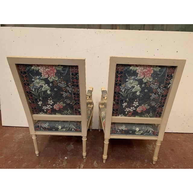 Louis XVI Style Armchairs in White Lacquered Beech, 20th Century, Set of 2 For Sale - Image 11 of 12