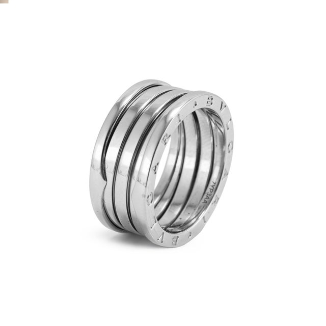 Modern Men’s Bvlgari Bugari Iconic b.zero1 Four-Band 18k White Gold Band Ring For Sale - Image 3 of 8