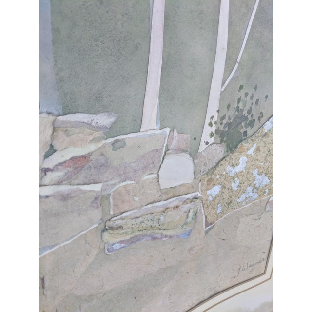 1990s Vintage Postmodern Landscape Mixed Media Art Signed by the Artist For Sale - Image 5 of 12