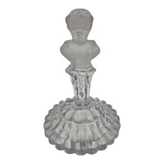 Antique Unsigned Baccarat French Frosted Crystal Bust of Young Napoleon II on Pedestal Base For Sale