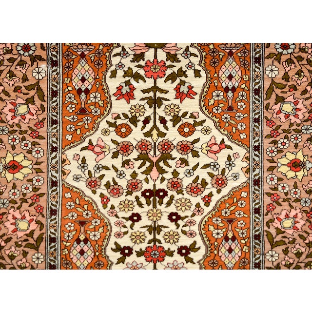 Tribal Vintage Silk Turkish Hereke Rug For Sale - Image 3 of 11