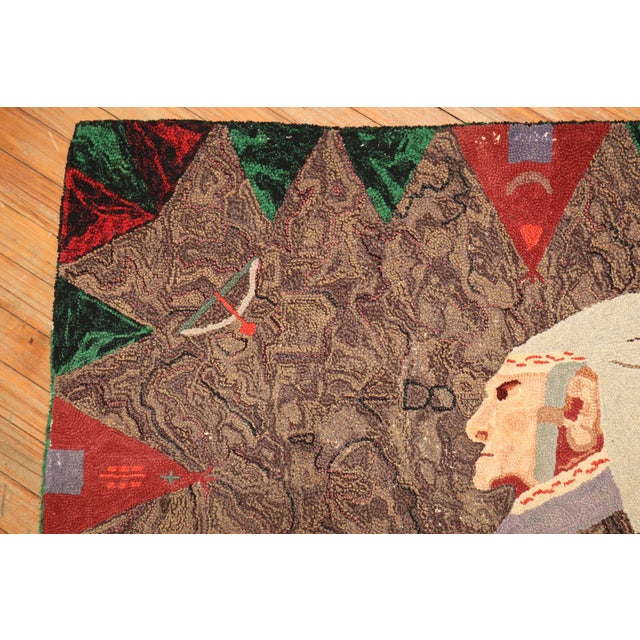 Contemporary Mid 20th Century Native American Hooked Rug For Sale - Image 3 of 6