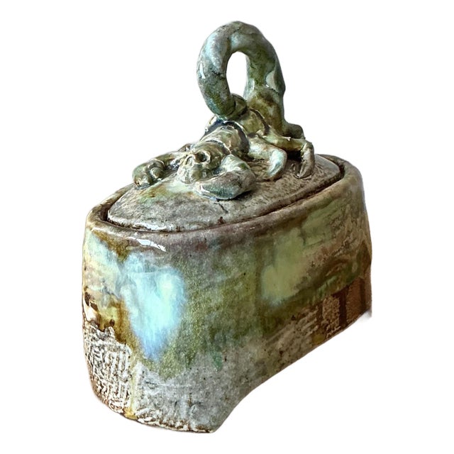 Vintage Boho Studio Pottery Scorpion Lidded Box For Sale