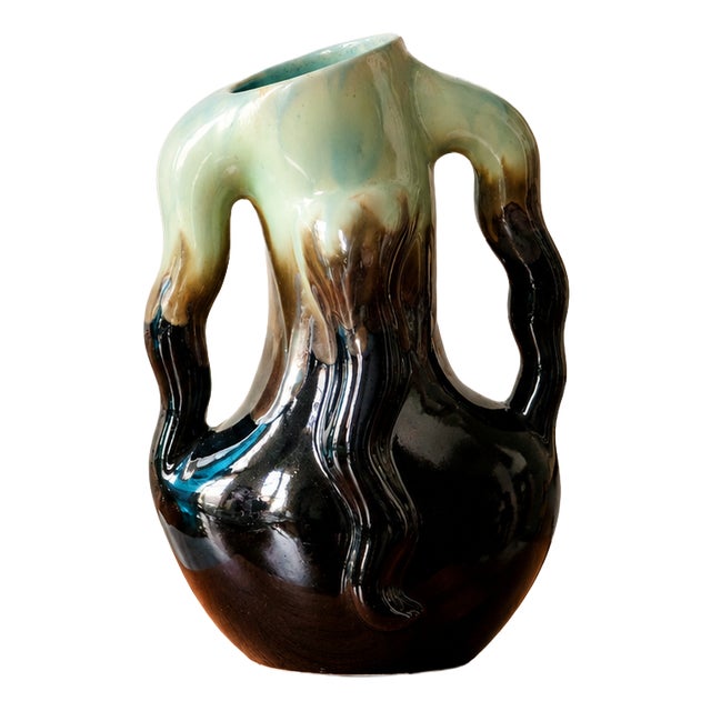 Antique Belgian Ceramic Vase from Thulin, 1890s For Sale